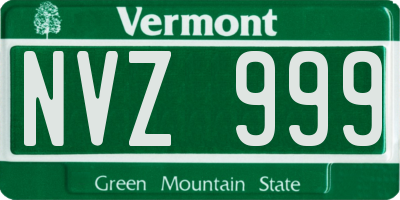 VT license plate NVZ999