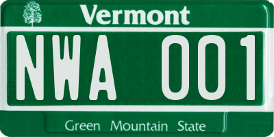 VT license plate NWA001
