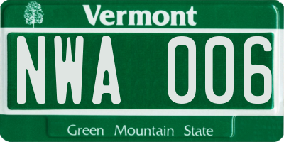 VT license plate NWA006