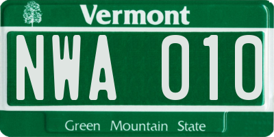 VT license plate NWA010