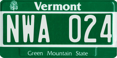 VT license plate NWA024