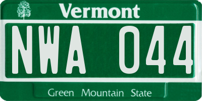 VT license plate NWA044