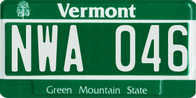 VT license plate NWA046