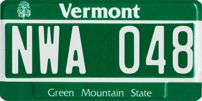 VT license plate NWA048