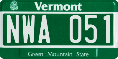 VT license plate NWA051