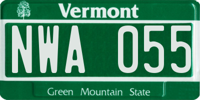 VT license plate NWA055