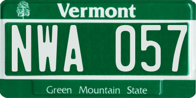 VT license plate NWA057
