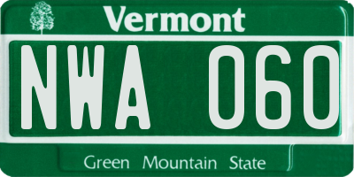 VT license plate NWA060