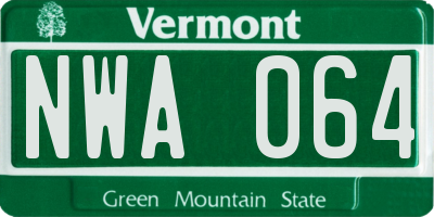 VT license plate NWA064