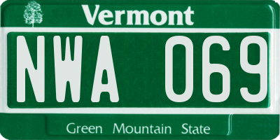 VT license plate NWA069