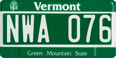 VT license plate NWA076