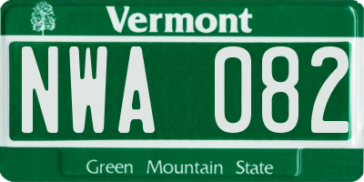 VT license plate NWA082