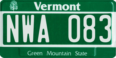 VT license plate NWA083