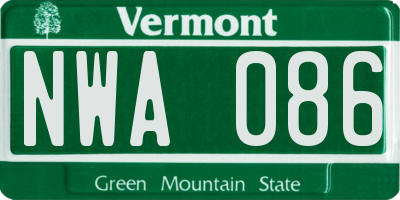 VT license plate NWA086