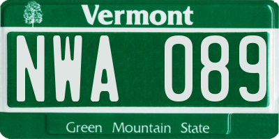 VT license plate NWA089