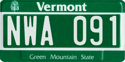 VT license plate NWA091