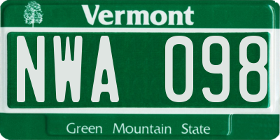 VT license plate NWA098