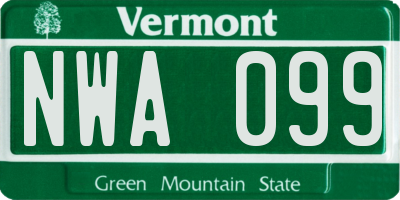 VT license plate NWA099