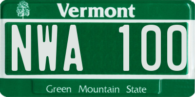 VT license plate NWA100