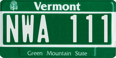 VT license plate NWA111