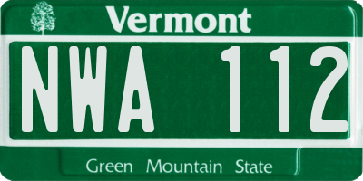 VT license plate NWA112