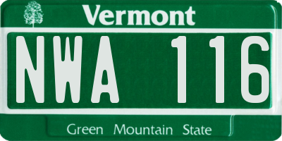 VT license plate NWA116