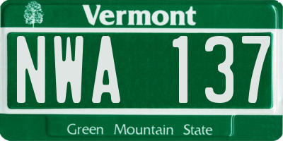 VT license plate NWA137