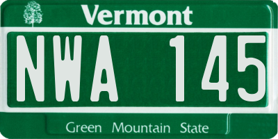 VT license plate NWA145