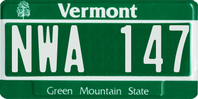 VT license plate NWA147
