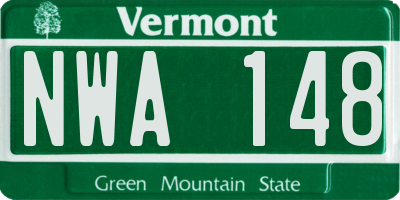 VT license plate NWA148