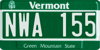 VT license plate NWA155