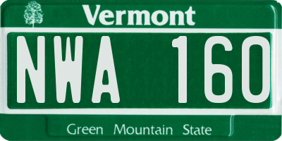 VT license plate NWA160