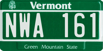 VT license plate NWA161