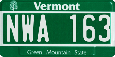 VT license plate NWA163
