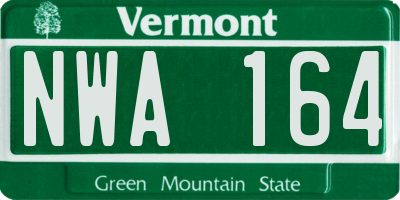 VT license plate NWA164