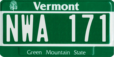 VT license plate NWA171