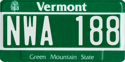 VT license plate NWA188