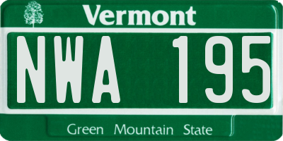 VT license plate NWA195