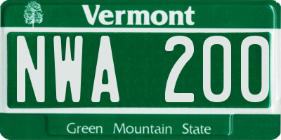 VT license plate NWA200