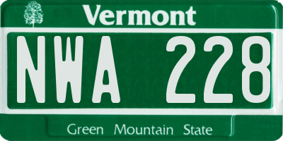 VT license plate NWA228