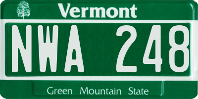 VT license plate NWA248