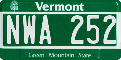 VT license plate NWA252