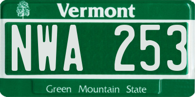 VT license plate NWA253