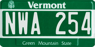 VT license plate NWA254