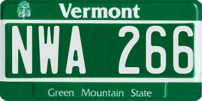 VT license plate NWA266