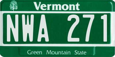 VT license plate NWA271