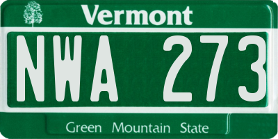 VT license plate NWA273