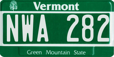 VT license plate NWA282