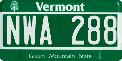 VT license plate NWA288