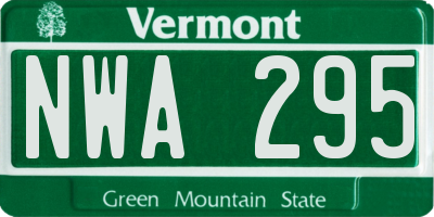 VT license plate NWA295